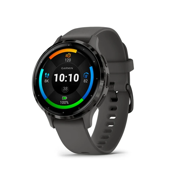 Garmin Venu 3S wearable, shown with its original Garmin watch face.
